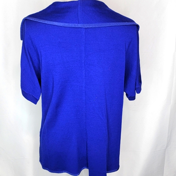 St John Blue Short Sleeve Cardigan Size L. #350 - Picture 7 of 7
